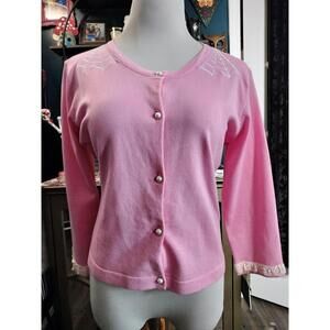 Sourpuss pink spiderweb cardigan